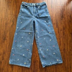 Madewell Wide-Leg Crop Jeans Confetti Floral Embroidered Size 28